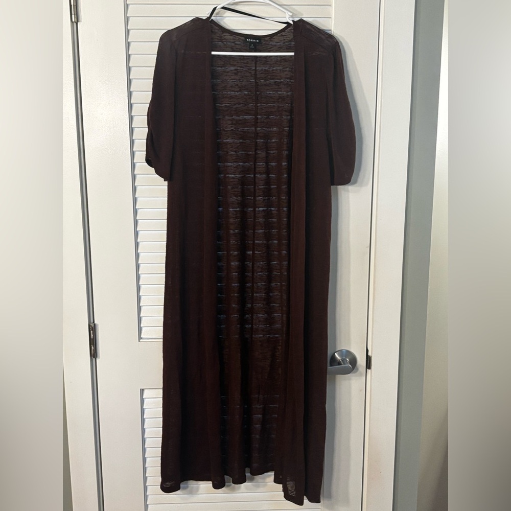 Brown Sheer Long Cardigan